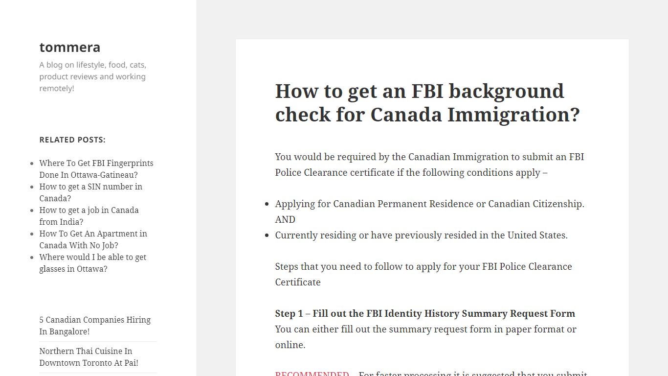 How to get an FBI background check for Canada Immigration?