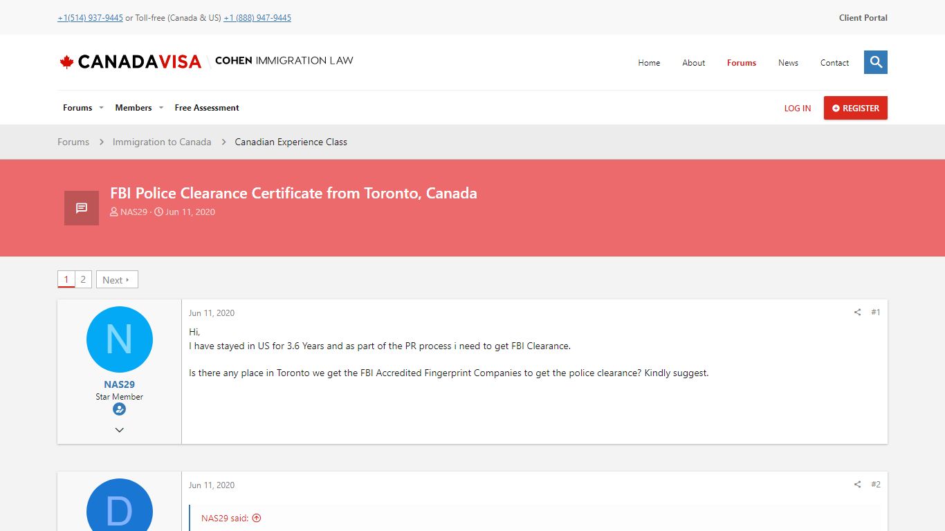 FBI Police Clearance Certificate from Toronto, Canada