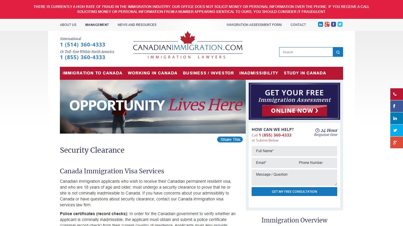 Canada Immigration Visa Services, Security Clearance | Canadian Immigration